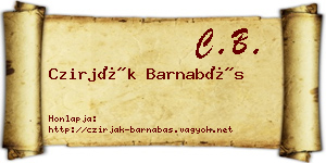 Czirják Barnabás névjegykártya